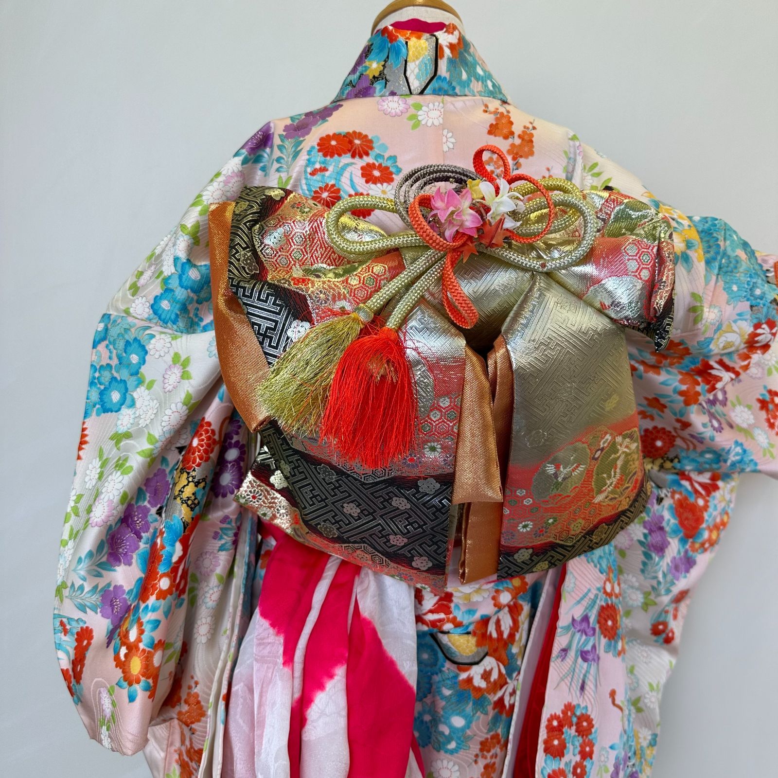 405ag31着物,長襦袢,帯揚げ□七五三 七歳 女児 絞り染め□美品 405ag31着物,長襦袢,帯揚げ□七五三 七歳 女児 絞り染め□美品