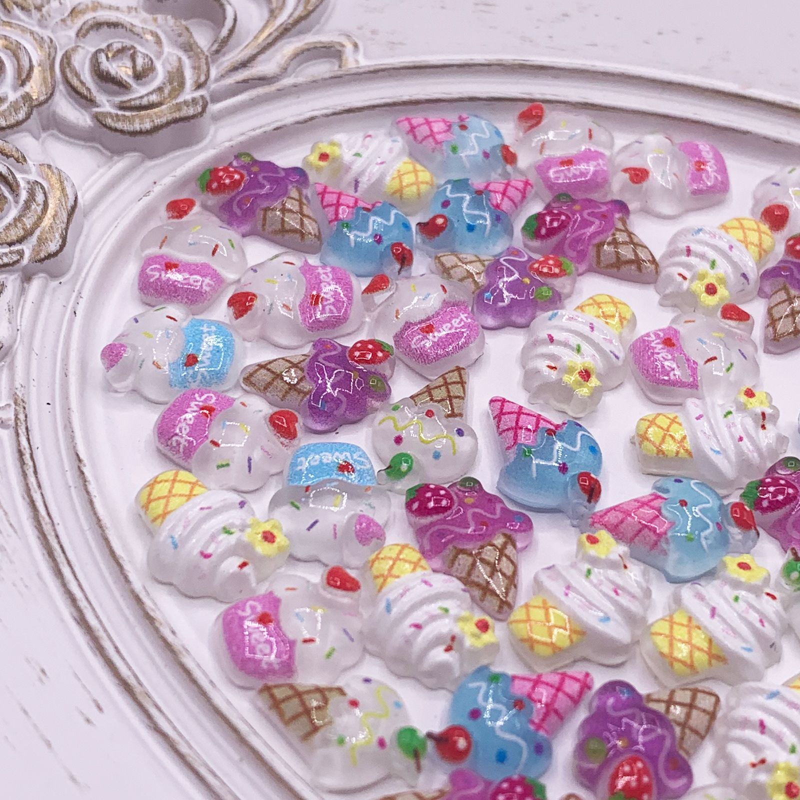 ネイルパーツ スイーツ ミックス 10ー14mm カラフル お菓子 100個