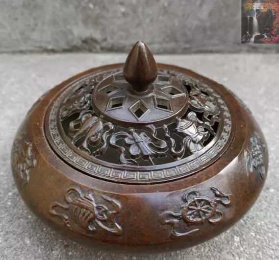 銅細工 八仙薫香炉 香炉 香道具 装飾品 工芸品 美術品 置物