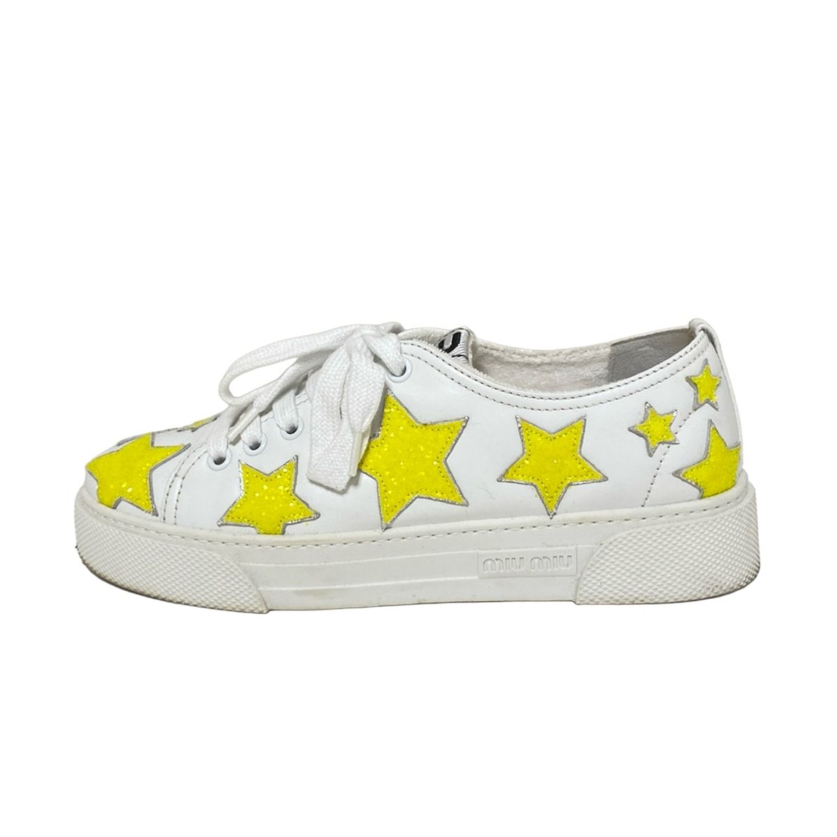 miumiu(ミュウミュウ) スニーカー 37 レディース - 白×イエロー