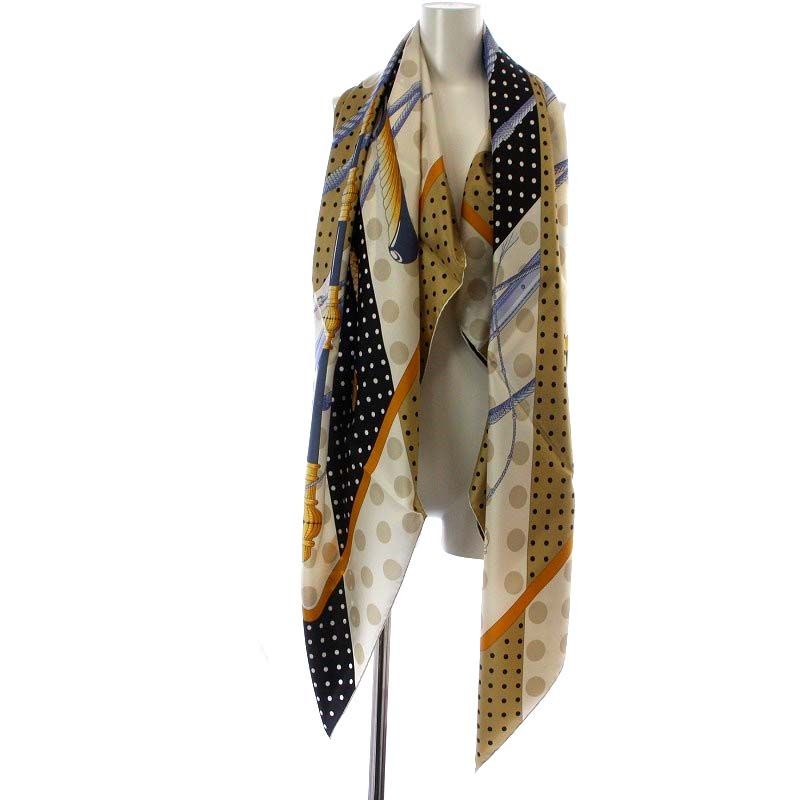 極美品 エルメス HERMES スカーフ カレジェアン 140 Clic-Clac a Pois クリック・クラック・ドット カシミヤ シルク HERMES - 極美品 エルメス HERMES スカーフ カレジェアン 140 Clic