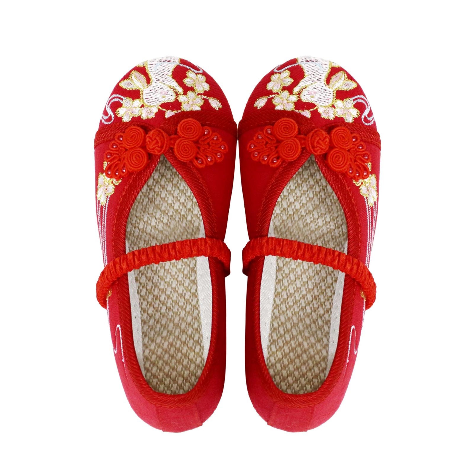 kimono cafe 七五三 草履のかわりに履ける靴 七五三の靴 痛くない楽ちん靴 うさぎの刺繍 歩きやすい 草履 和柄の靴 6040000897990 red