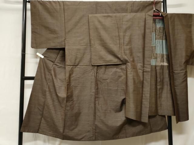 平和屋着物▽男性　紬　単衣　アンサンブル　仙斎茶色　正絹　逸品　AAAZ1647fy 平和屋着物▽男性 紬 単衣 アンサンブル 仙斎茶色 正絹 逸品