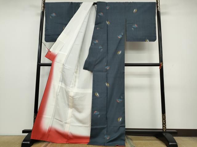 平和屋着物○上質な紬 舞葉文 正絹 逸品 CAAY4857ut 平和屋着物