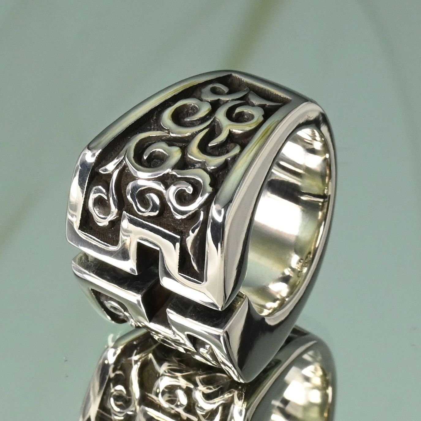 研磨済】 JUSTIN DAVIS カットクロス リング SRJ117 7.5号