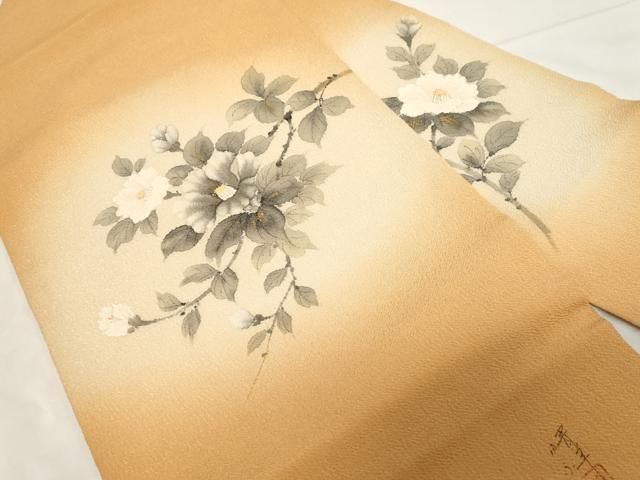 平和屋着物 内山晴祥 手描き 九寸名古屋帯 草花文 金彩 正絹 CAAZ6487dy