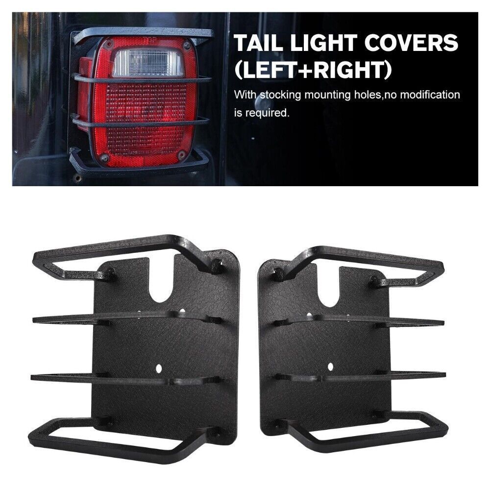 ジープ ラングラー TJ YJ 1987-2006 リアテールライト ガードカバー アルミ製 ブラック