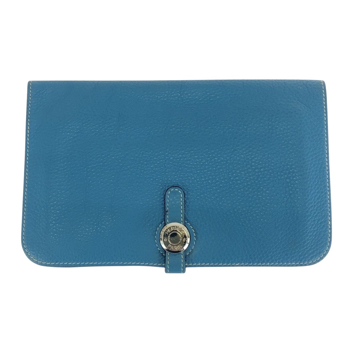 HERMES エルメス ドゴン GM ブルージーン シルバー金具 トゴ 長財布  