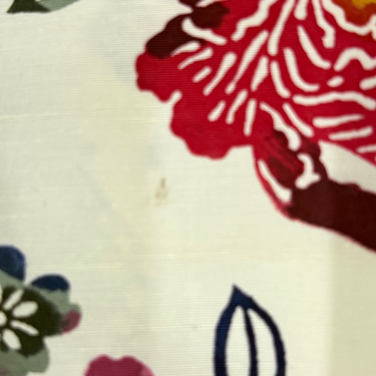 小紋 身丈152.5cm 裄丈61.5cm S 単衣 草花 網干 クリーム 正絹 美品  