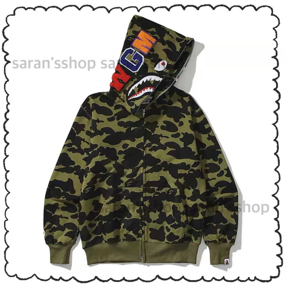 M〜3XL】 A BATHING APE BAPE エイプ ABC CAMO SHARK FULL ZIP