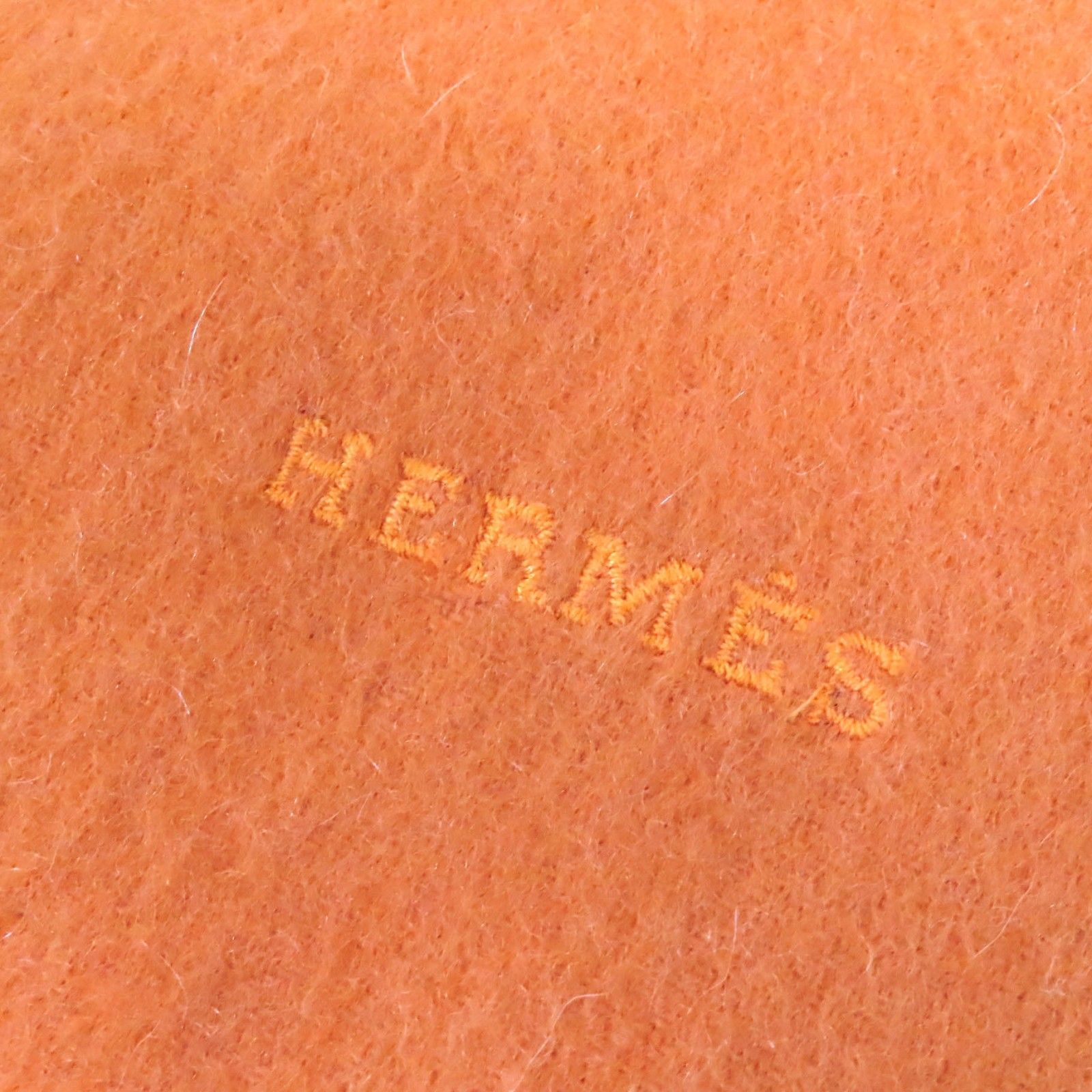 美品△HERMES エルメス カシミヤ ロゴ刺繍 フリンジ マフラー