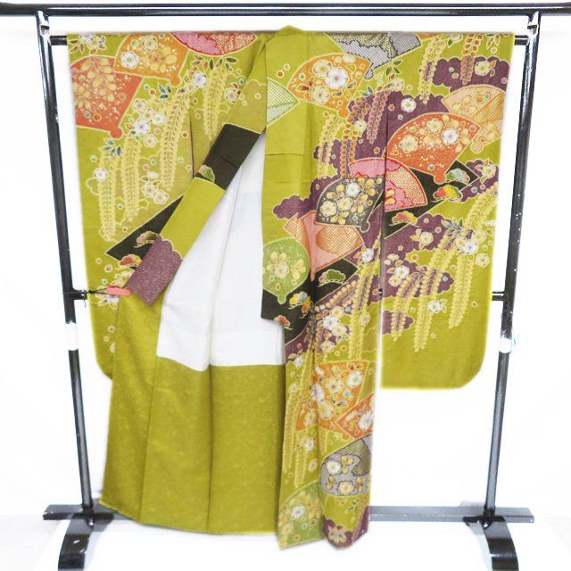 翠山工房 金通し 辻が花 白地 振袖 フルセット a43edef16e940616c2bcfe6c312bd2