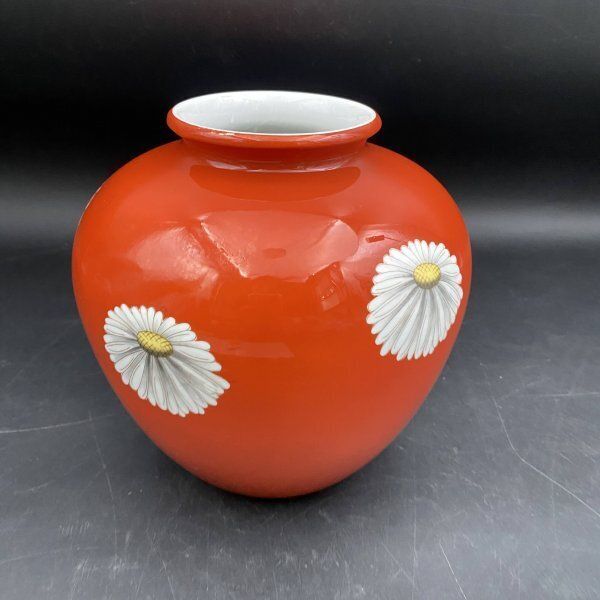 ◎古道具 庵々◎戦前 オールドノリタケ 花瓶◎アールデコ◎月桂樹日陶印昭和レトロ I280NORITAKE 日本陶器 花器オールドノリタケ 朱地白花 レトロ