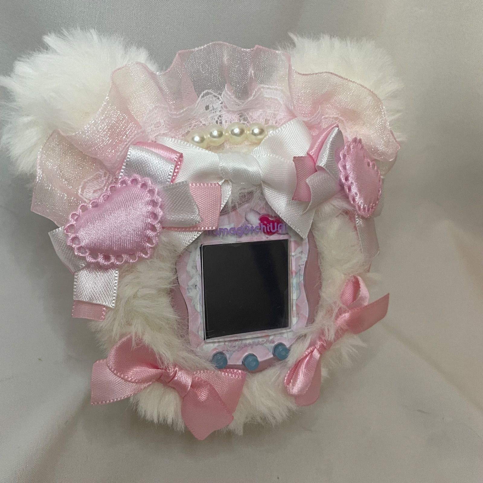 たまごっちスマート・ユニカバー　メイド風　ピンクねこちゃん　パール♡　りぼん♡ たまごっちスマート・ユニカバー リボン ピンクねこちゃん