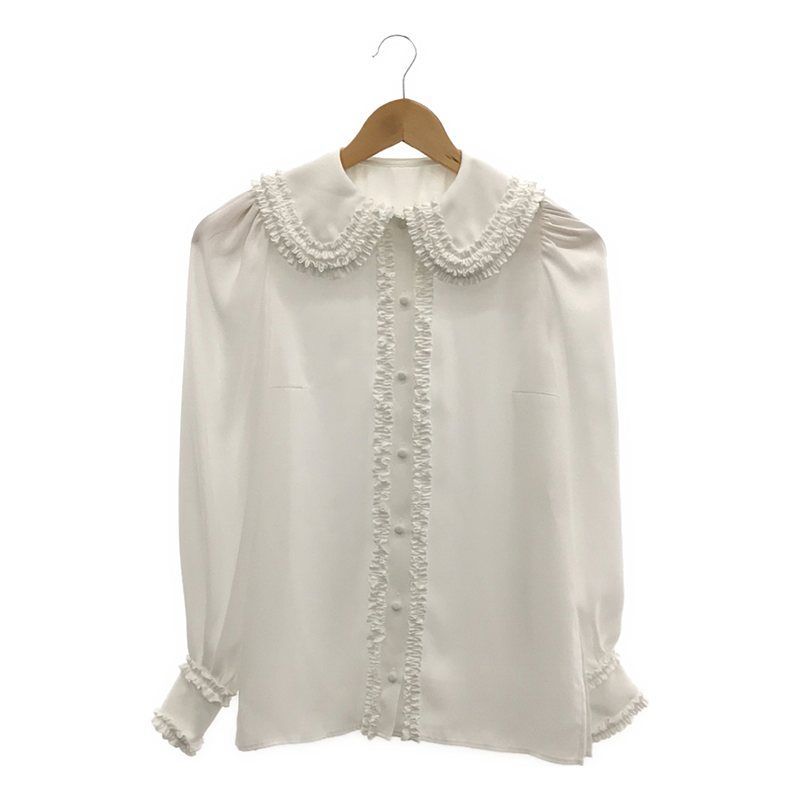 【美品】  cygne / シーニュ | フリル 装飾 ビックカラー シャツ ブラウス | F | ホワイト | レディース cygne / シーニュ | フリル 装飾 ビックカラー シャツ ブラウス