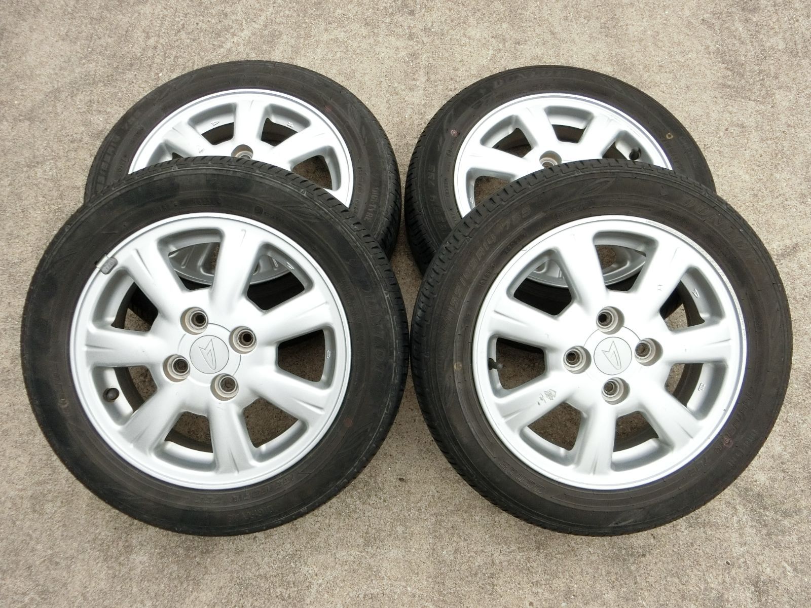 750 ダイハツ純正 14インチ アルミホイール 4穴 14×4.5J 45 PCD100 4本セット 155|65R14 ミラジーノ 外し