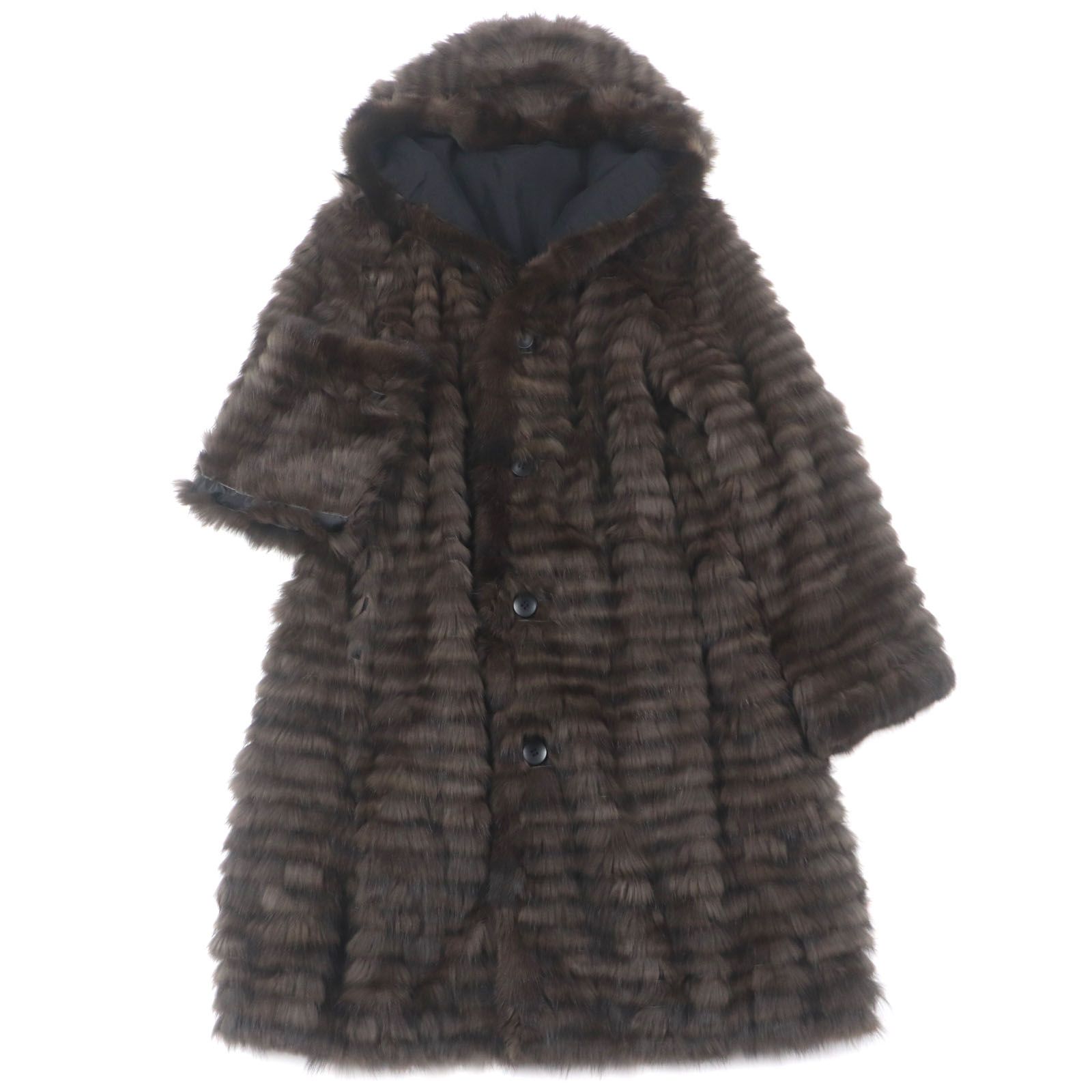 極美品】MINK ブラウンミンク フリンジ付き 本毛皮大判ショール