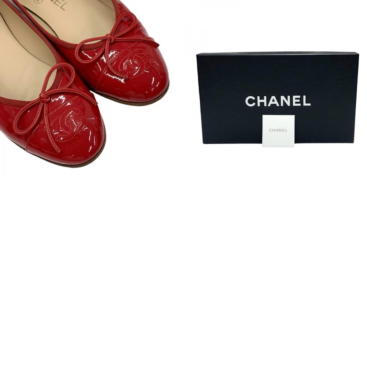 シャネル CHANEL フラットシューズ 靴 シューズ パテント レッド