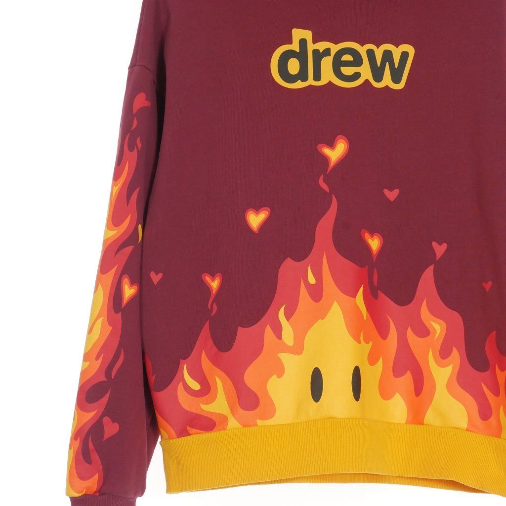 ドリューハウス drew house 22AW Fire hoodie フレイム柄 フーディ パーカー S エンジ 赤