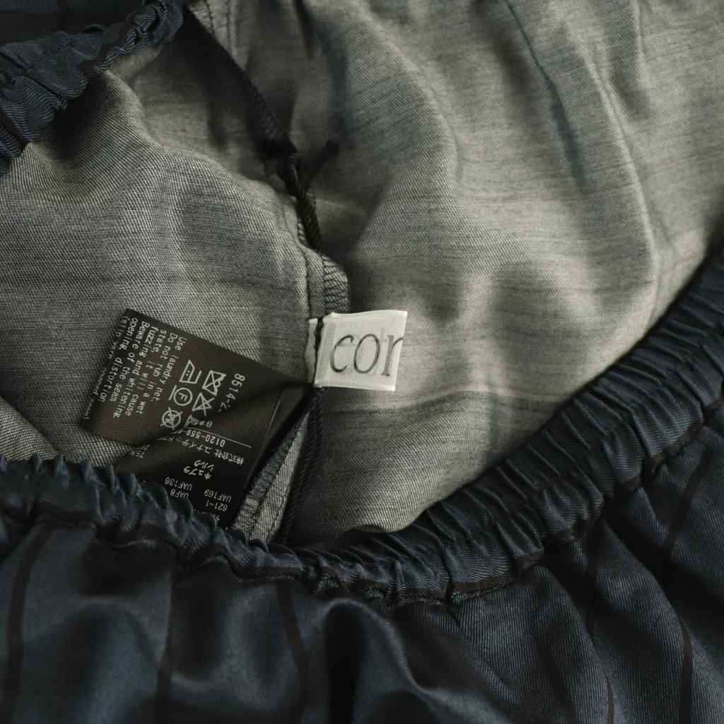 コンテ conte モノグラムイージーパンツ ワイド シルク混 ネイビー