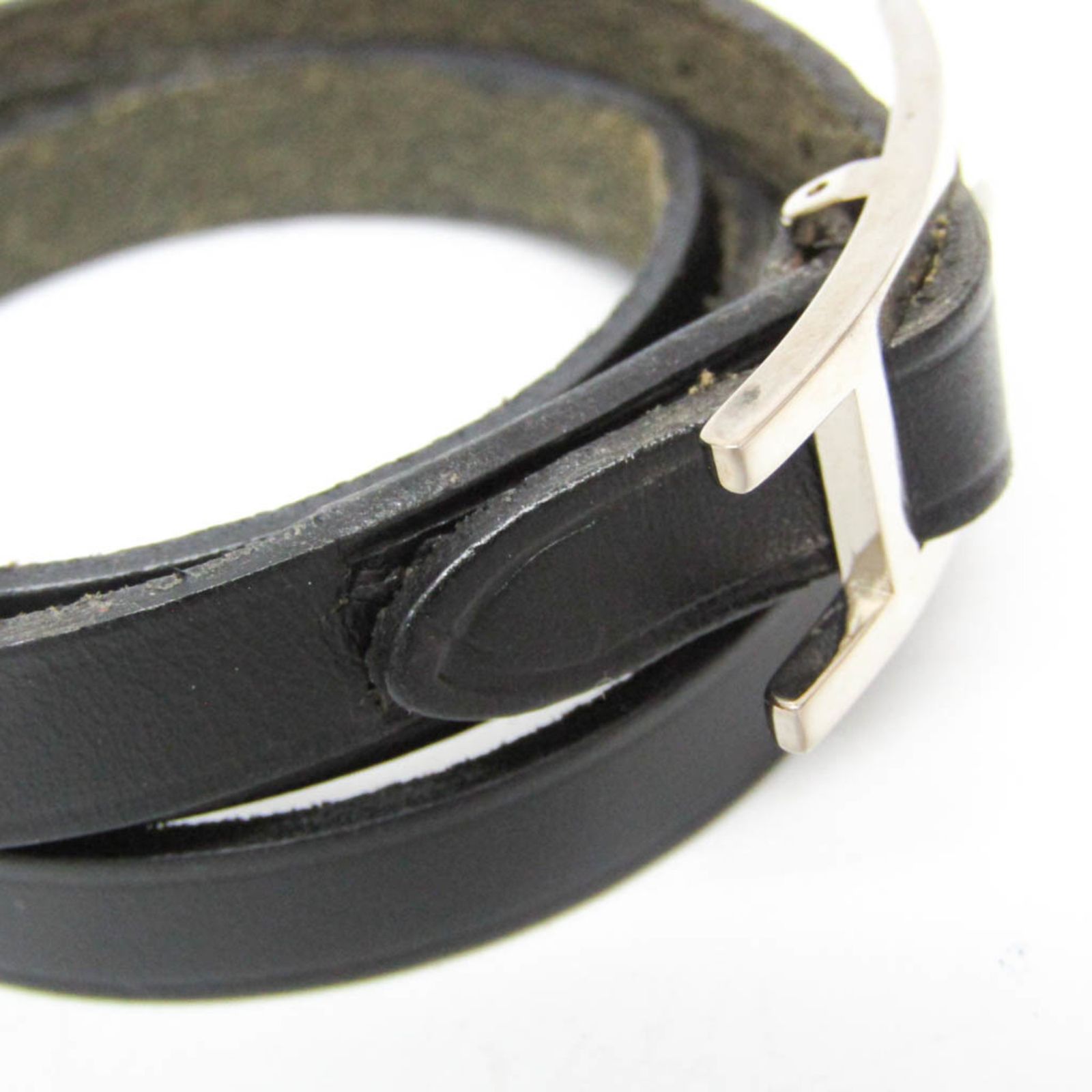 HERMES エルメス グレナン レザー ブレスレット バングル 黒 HERMES（エルメス） ブレスレット レザーブレスレット グレナン