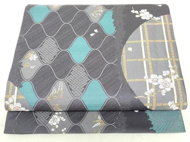 平和屋着物○両面 全通柄袋帯 粋翔小袖 網目舞桜文 金銀糸 正絹 逸品
