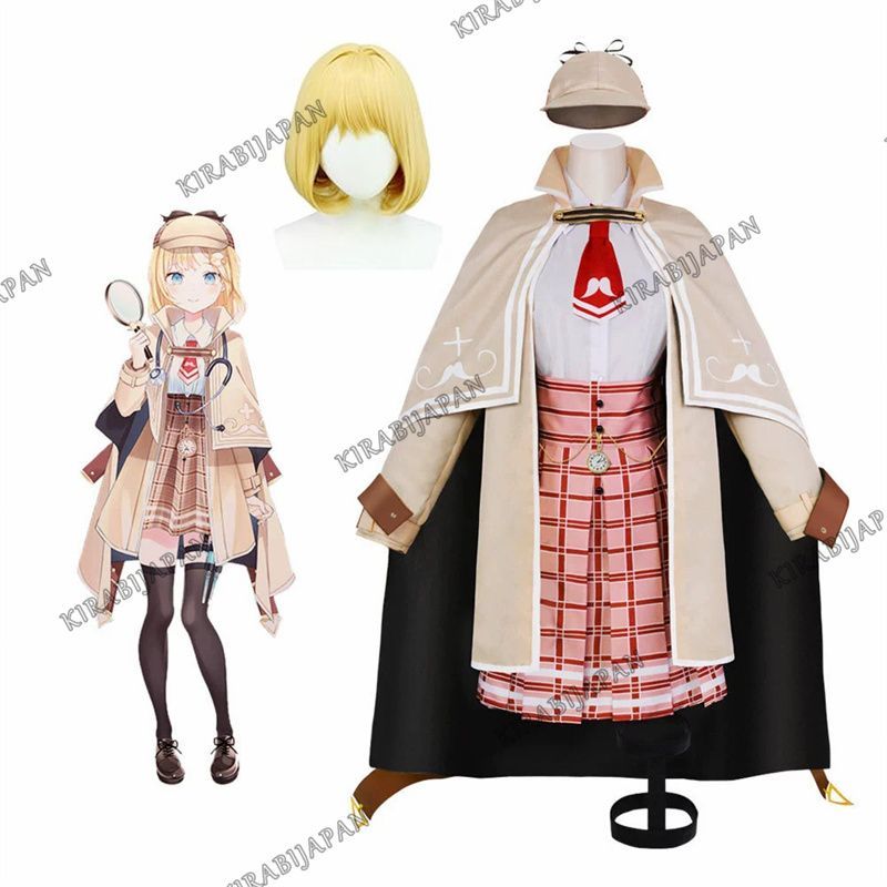 VTuber ブイチューバー ワトソン アメリア コスプレ衣装 ウィッグ付き カツラ Watson Amelia コスチューム パーティー 変装 制服 演出服 cosplay イベンド 変装 仮装 プレゼント 祭り仮装 アニメ クリスマス ハロウィン