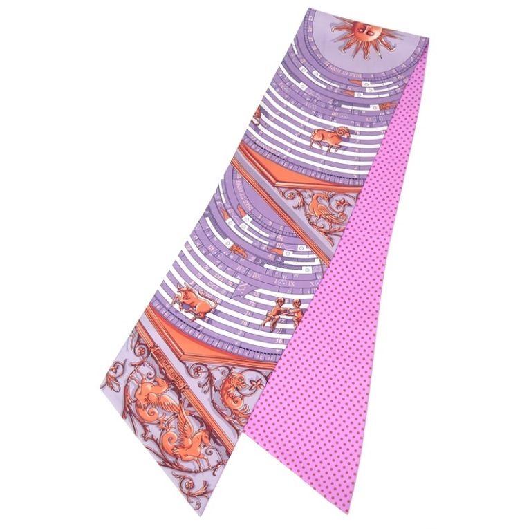 エルメス HERMES スカーフ マキシツイリー 占星術 パープル×ピンク