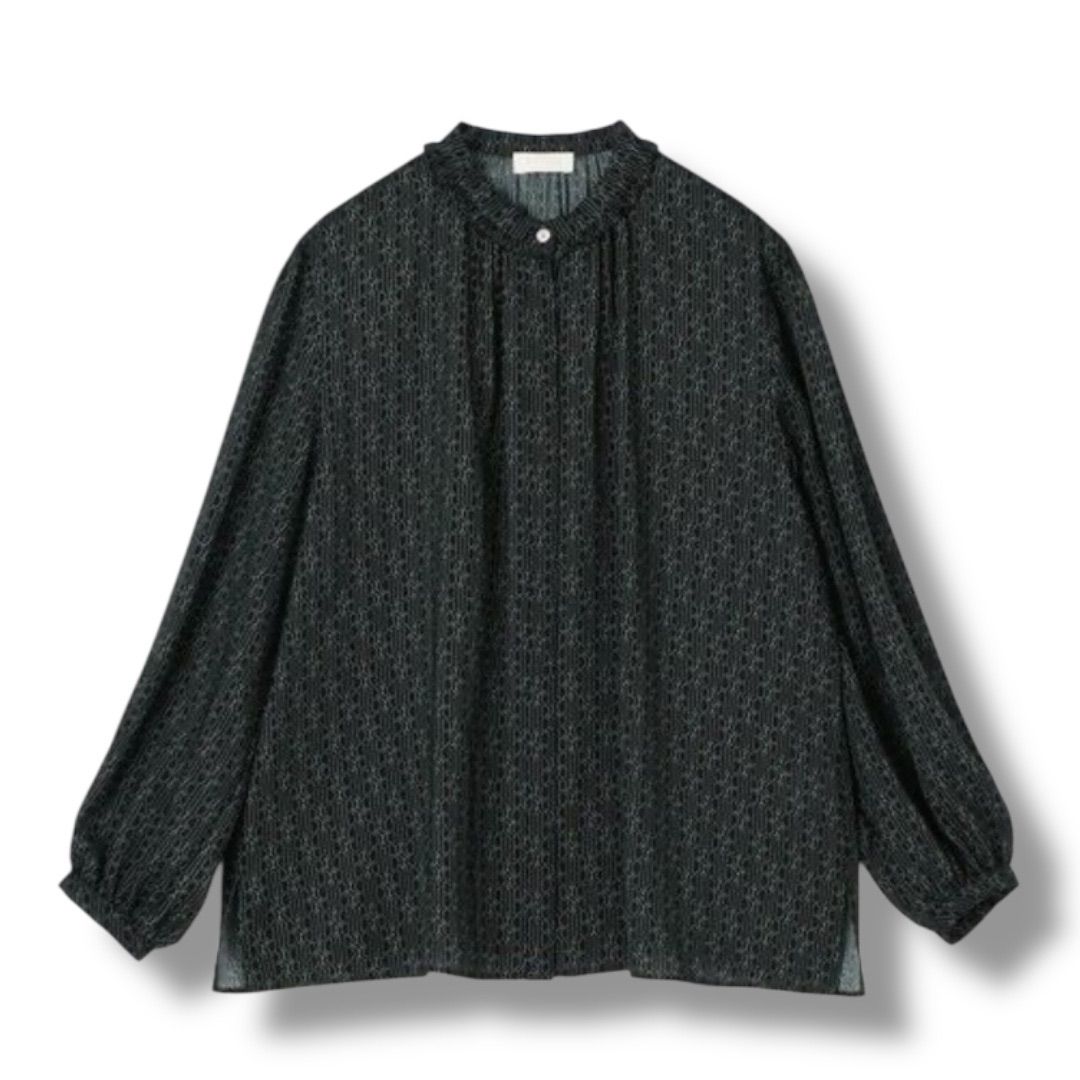Ballsey モノグラムプリント　ブラウス Ballsey ボールジィ モノグラムプリント フリルネックブラウス