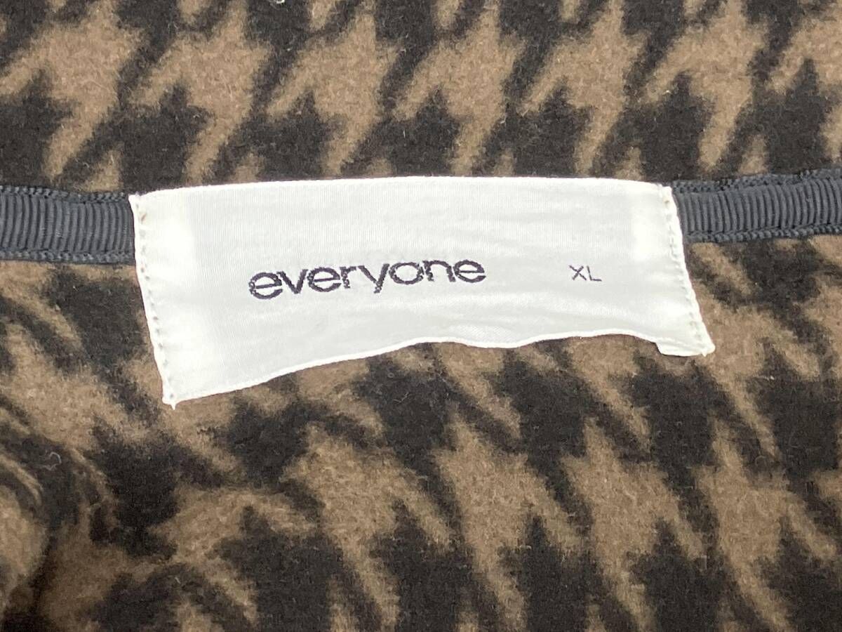 everyon／houndstooth snap pullover fleece／フリース／ブラウン 