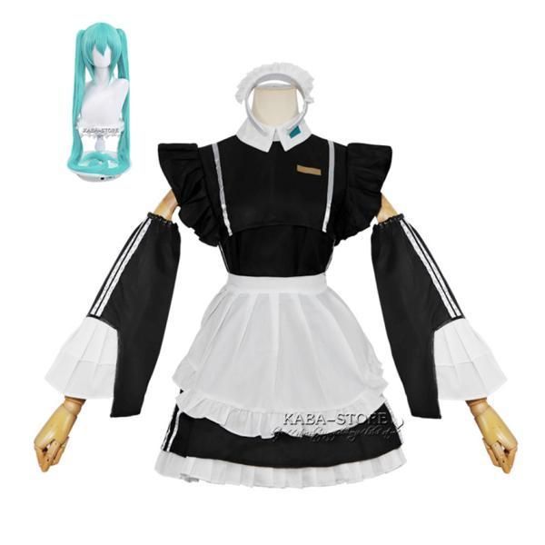 ◆初音ミク 風 メイド服 コスプレ 衣装 ウィッグ アニメ ゲーム cosplay パーティー イベント ハロウィン 仮装 変装