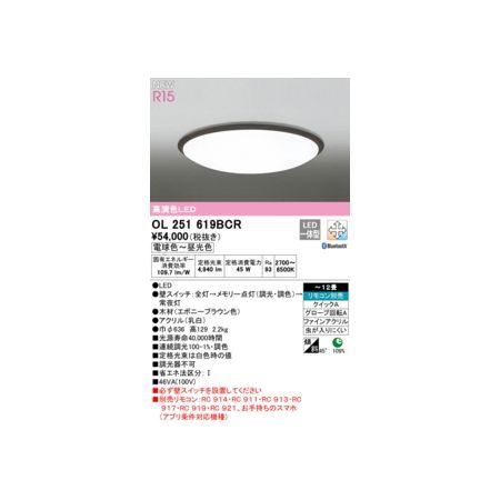 【新品・7営業日以内発送】オーデリック ODELIC OL251619BCR LEDシーリングライト【沖縄離島販売不可】