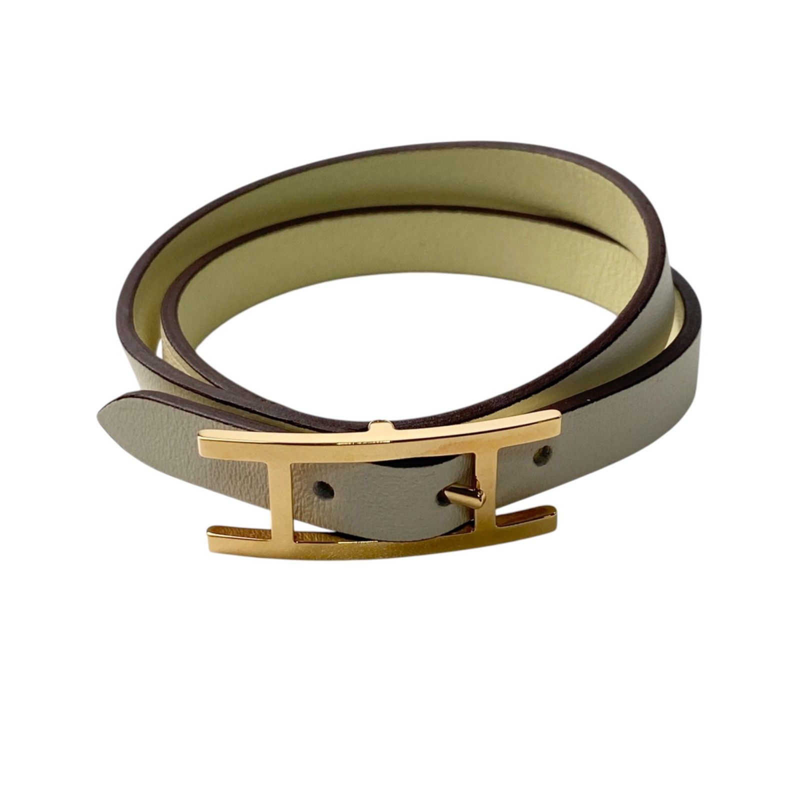 【未使用品】エルメス ブレスレット ビーアピ HERMES - HERMES レザーブレスレット ビーアピ 4重巻 ブラックの