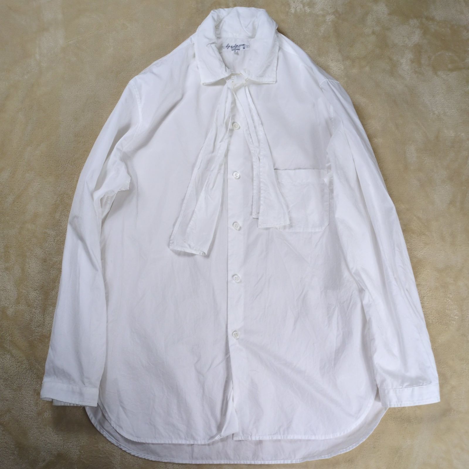 希少】ヨウジヤマモトプールオム 19SS 二枚襟 リボン ボウタイ