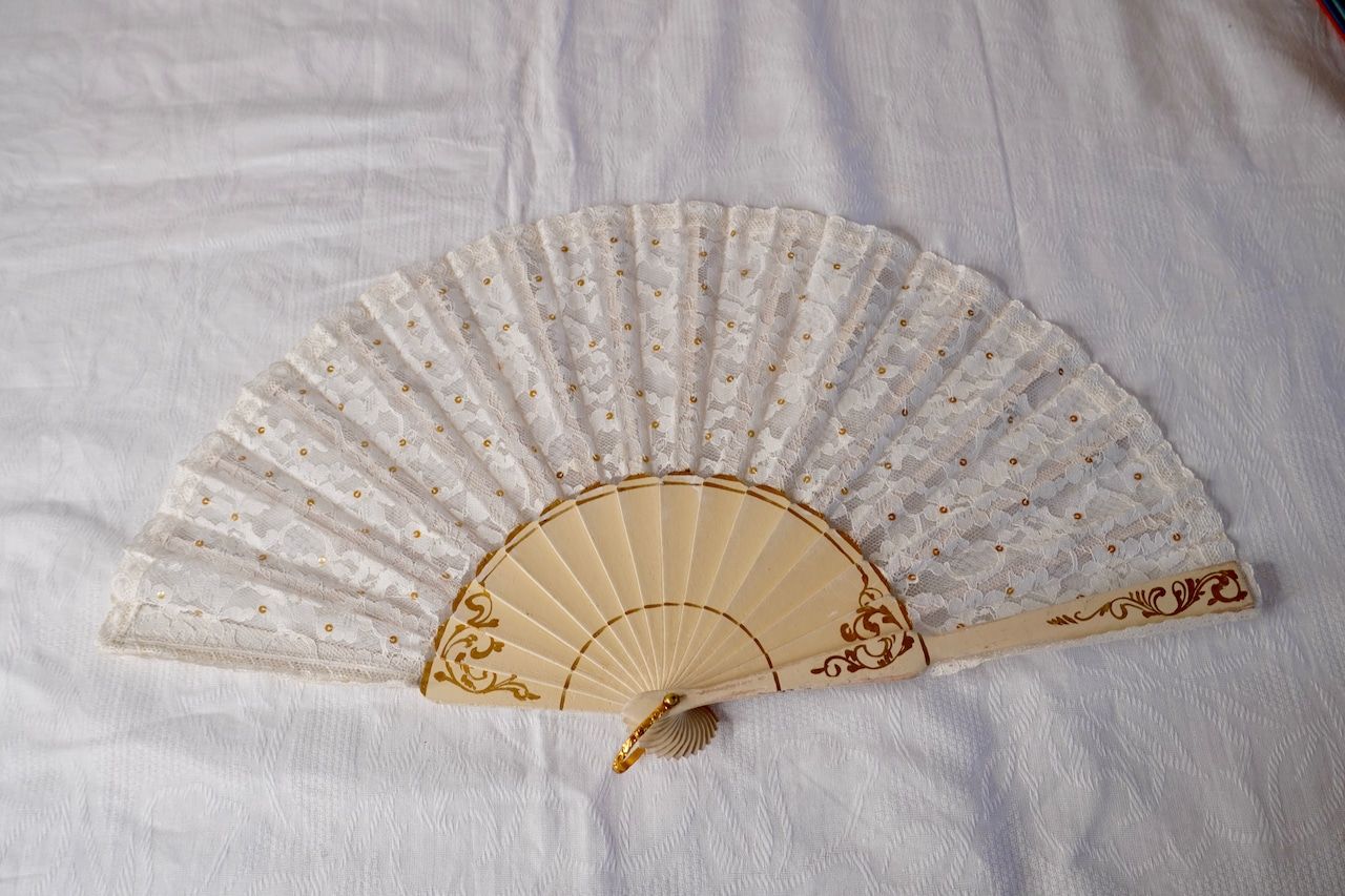 ベルギーレースヴィンテージ扇エヴァンタイユ フランス アンティーク