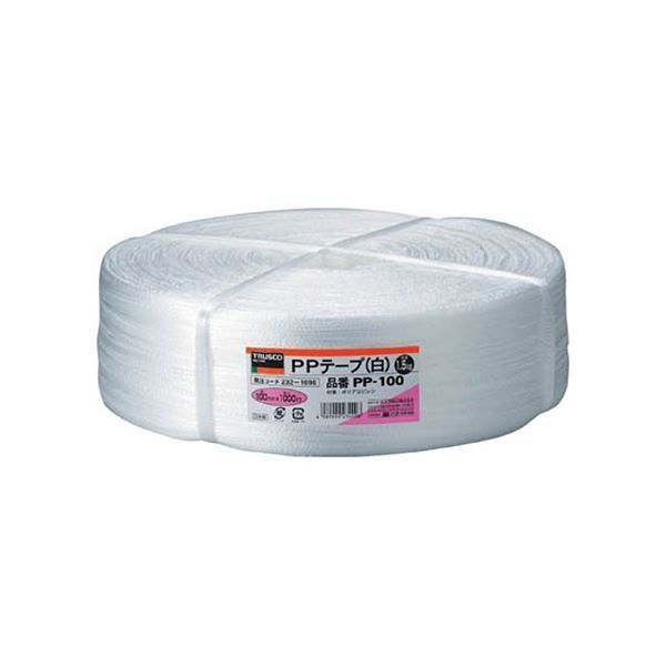 まとめ TRUSCO PPテープ 幅100mm×長さ1000m 白 PP-100 1巻 ×5セット