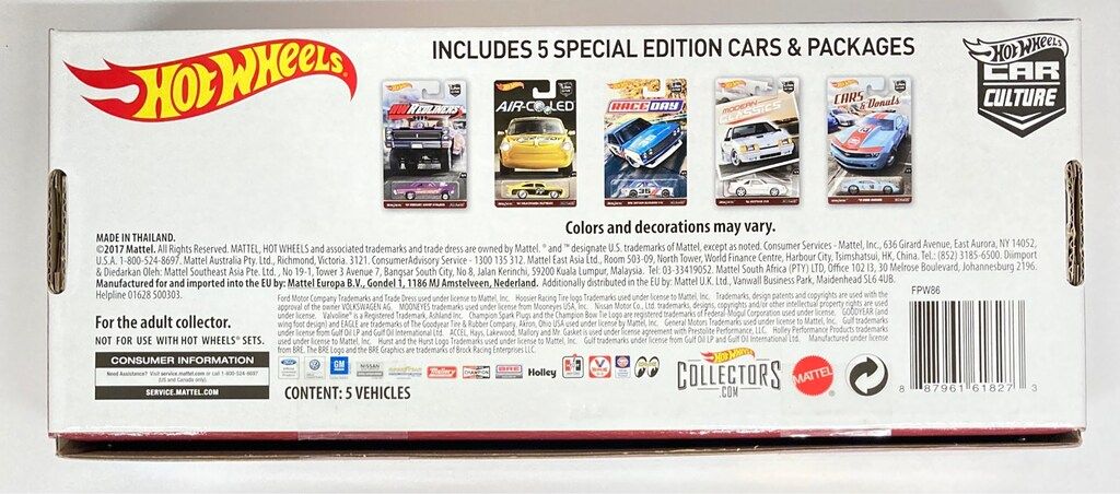 MATTEL CAR CULTURE HOTWHEELS 2017 CAR CULTURE PREMIUM BOXED SET FPW86