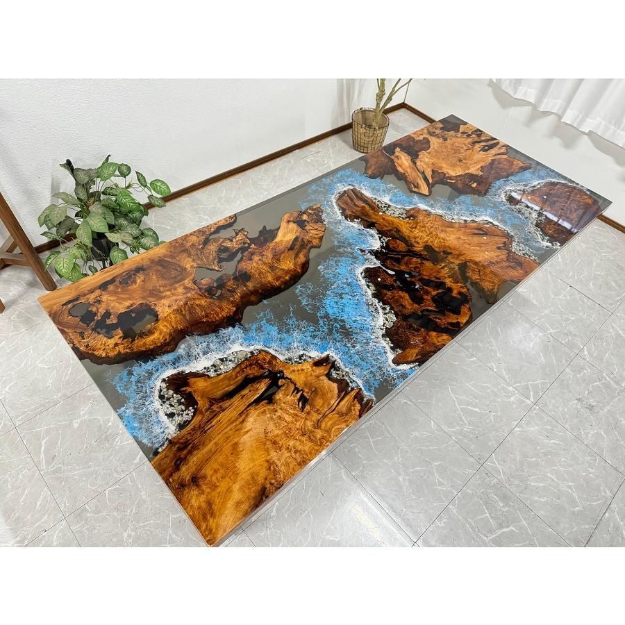 レジンテーブル リバー レジンアート 波アート レジンアート海リバー