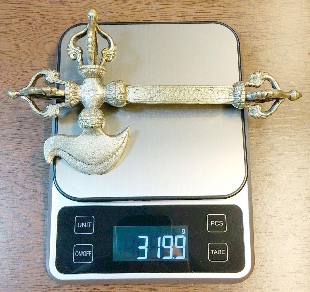 チベット密教法具 カルタリ ドルジェ　長さ20cm ヴァジュラ 金剛杵 インド チベット密教法具 カルタリ ドルジェ 長さ20cm ヴァジュラ 金剛