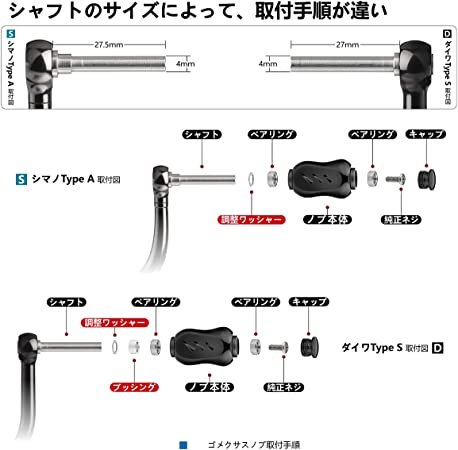 22mm チタンブラック ゴメクサス T22 リールハンドルノブ チタン製