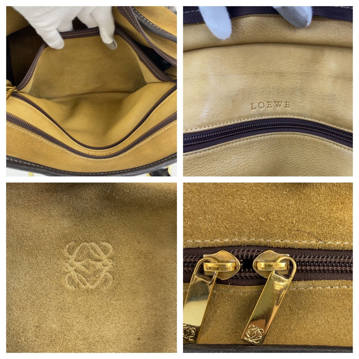 LOEWE ロエベ アマソナ ベージュ ブラウン 茶 ゴールド金具