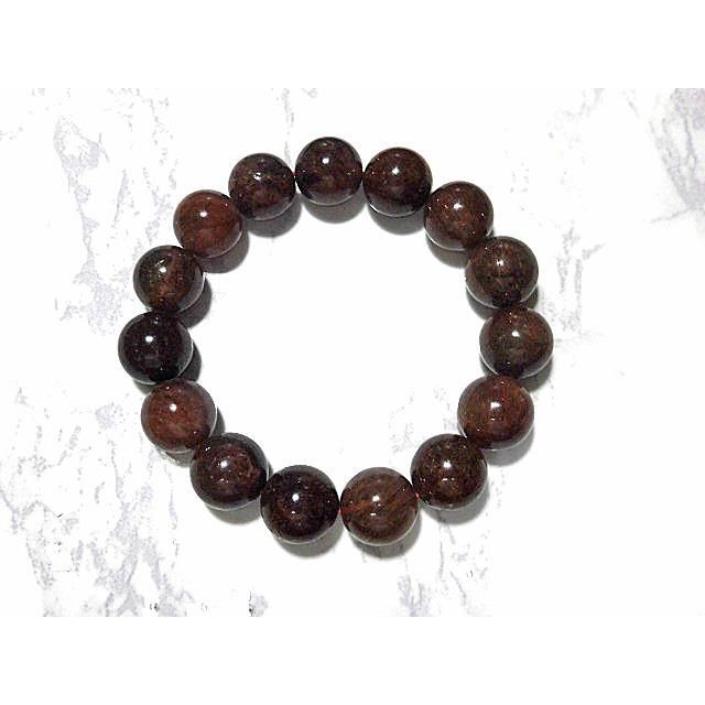 赤針ルチルクォーツ13.0mm～13.8mm玉ブレスレット 【導師】 内周18.3cm 