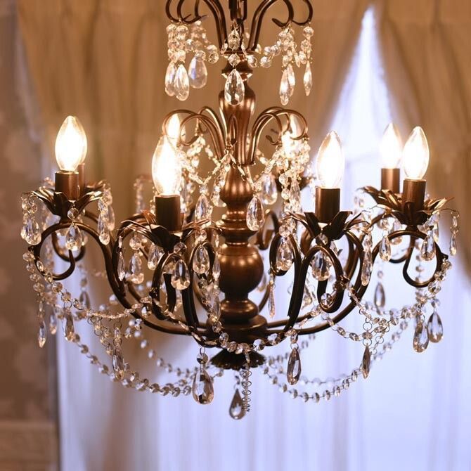 LEDライト付シャンデリア 8灯 アンティーク調 イングランド LED簡単取付 天井照明 LED電球対応 北欧 アンティーク クラシック 4004