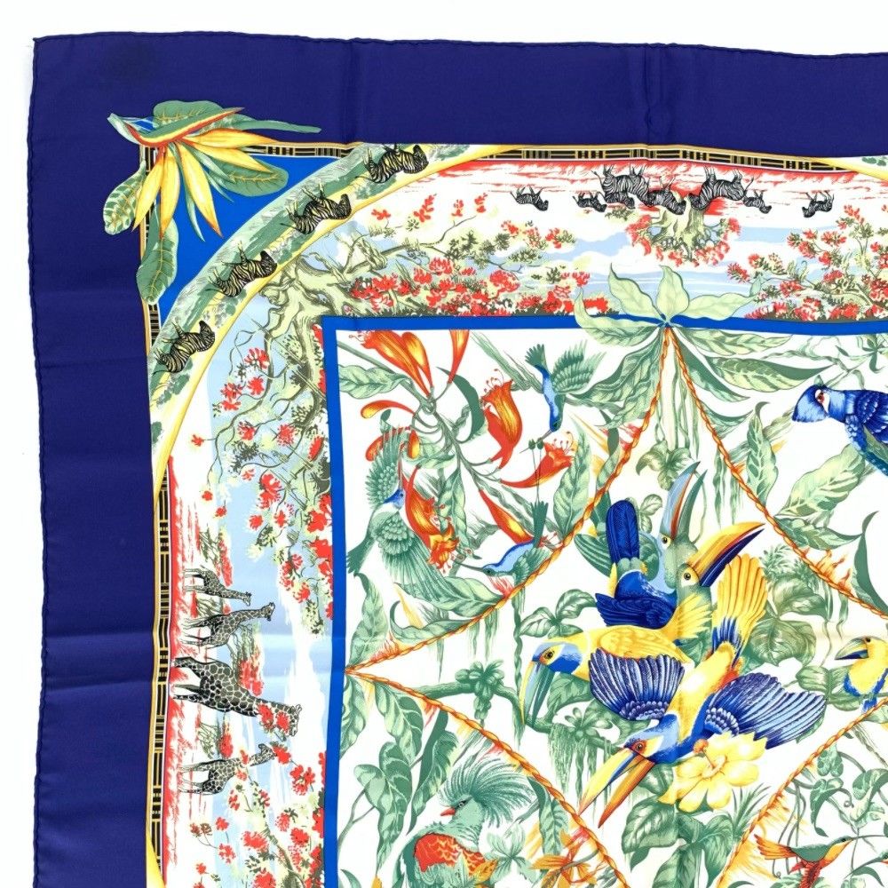 HERMES エルメス カレ90 TROPIQUES トロピカル ブルー x マルチ
