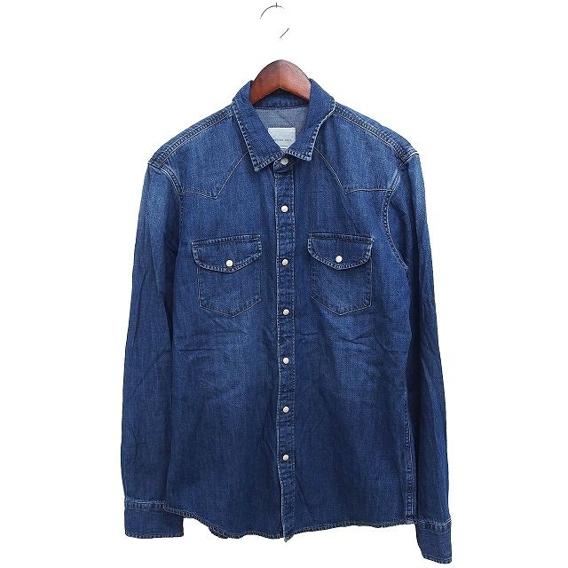 アメリカンイーグル AMERICAN EAGLE ウエスタンシャツ デニム シャツ カジュアル 長袖 M ネイビー 紺 /FT14