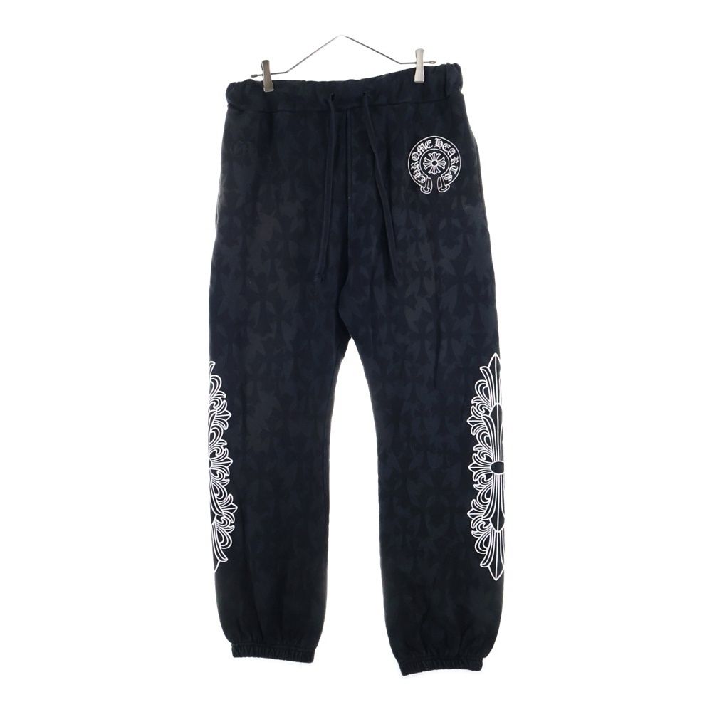CHROME HEARTS クロムハーツ SWEAT PANTS セメタリークロス総柄 スウェットパンツ ブラック