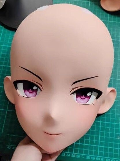 ハーフマスク 眼球付き カツラ付き NO.19 樹脂製 ヘッドロリータ人形