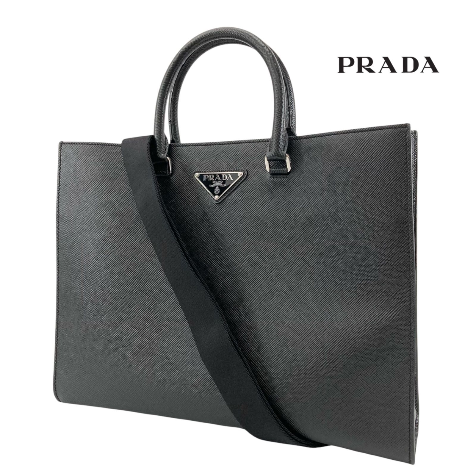 PRADA プラダ 2VG101 トライングル ロゴ サフィアーノ レザー トート