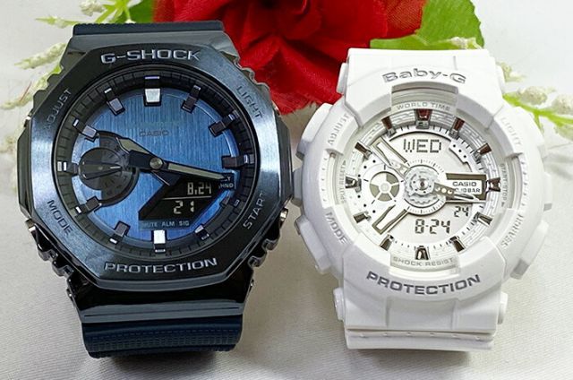 恋人たちのGショック ペアウオッチ G-SHOCK BABY-G  カシオ 2本セット  電池式 アナデジ GM-2100N-2AJF BA-110-7A3JF プレゼント   ラッピング無料 メッセージカード g-shock 　クリスマス プレゼント 誕生日
