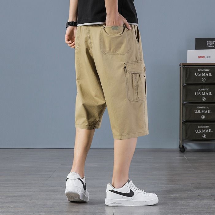 ハーフパンツ 綿混紡 大きいサイズ メンズ ひざ下 7分丈 カーゴ